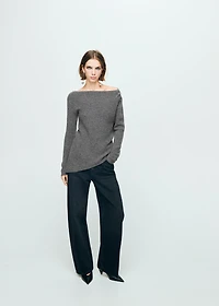 Asymmetrical sweater with metallic detail
