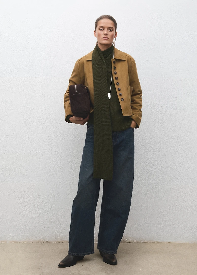 Knitted sweater with scarf