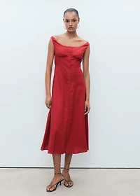 Linen-blend dress with buttons