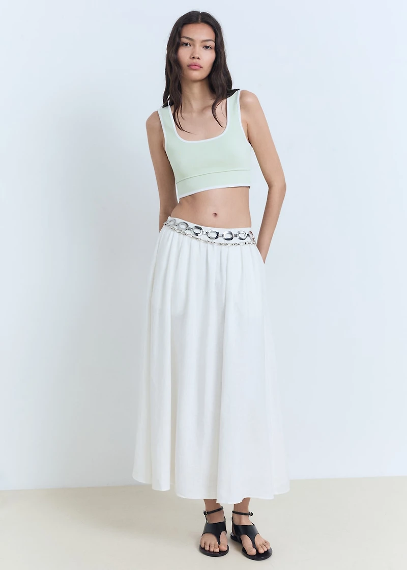 Knitted top with contrasting trim