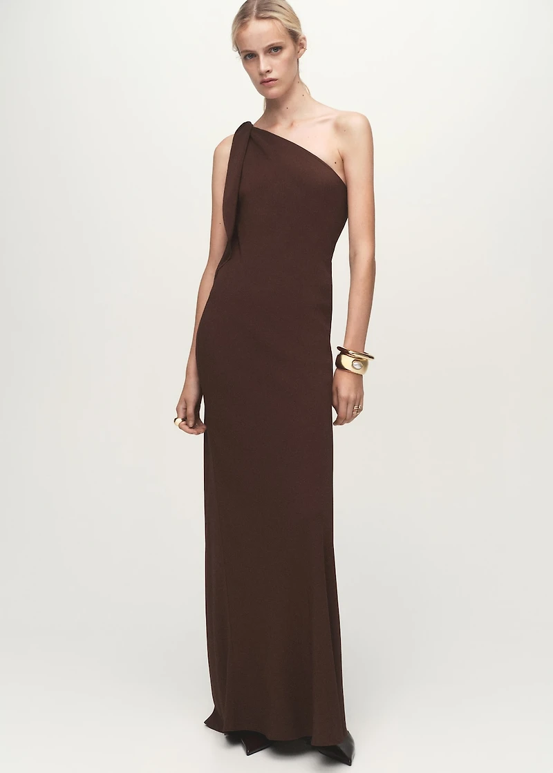 Asymmetrical dress with knot strap