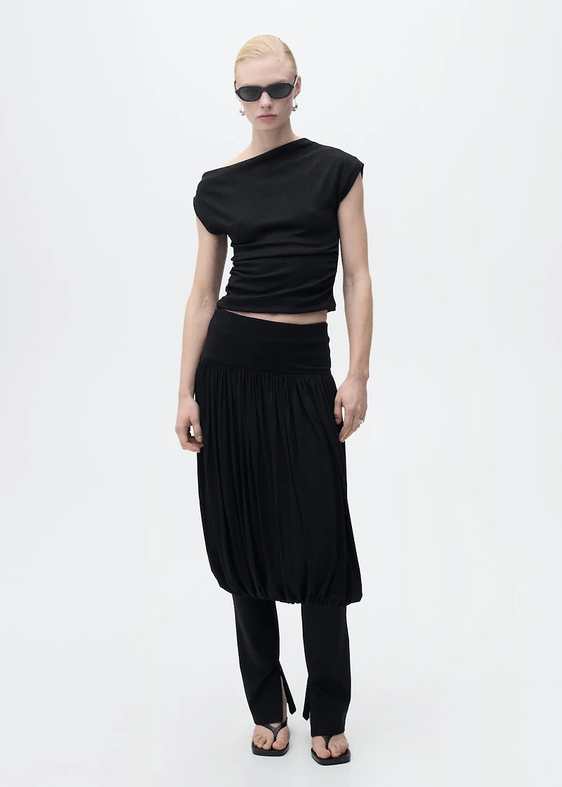 Cotton top with asymmetrical neckline