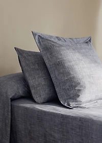 Percale cotton herringbone-print pillowcase 45x110 cm