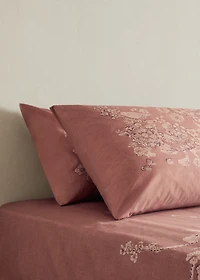 Percale cotton floral-print pillowcase 50x75 cm