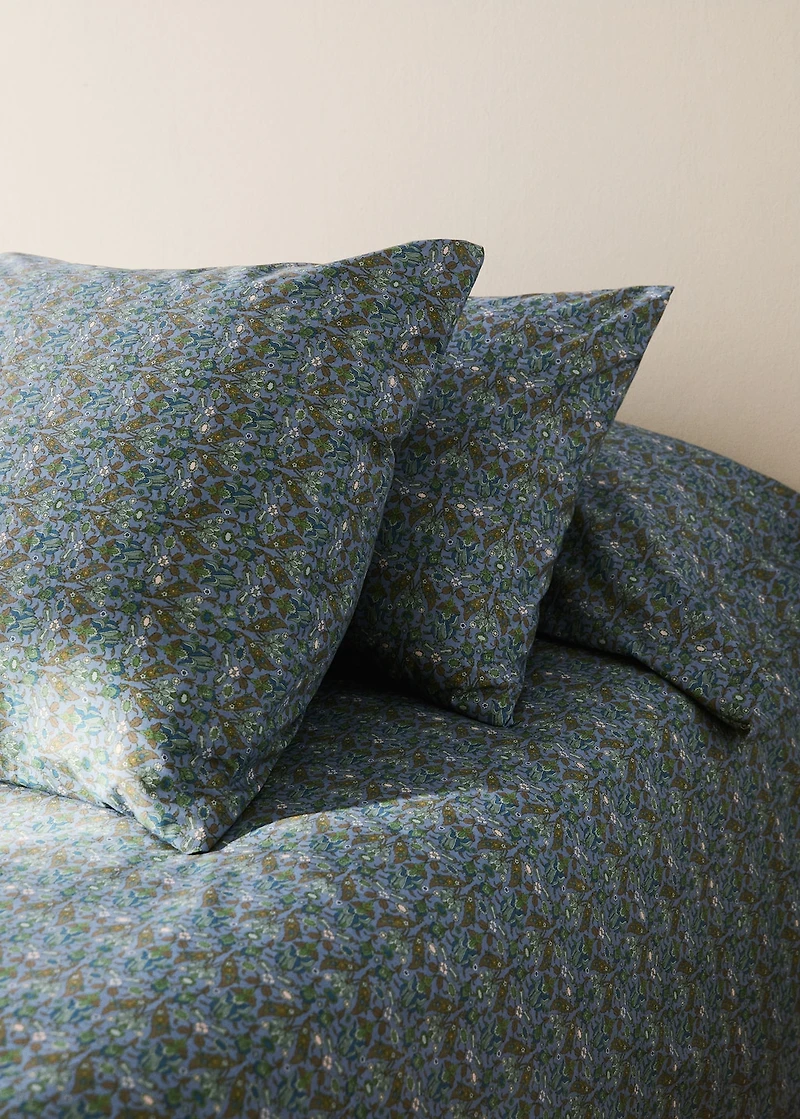 Percale cotton pillowcase with small floral print 50x75 cm