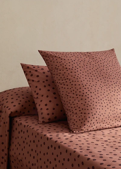 200-thread count percale cotton pillowcase with polka-dot print 45x110 cm