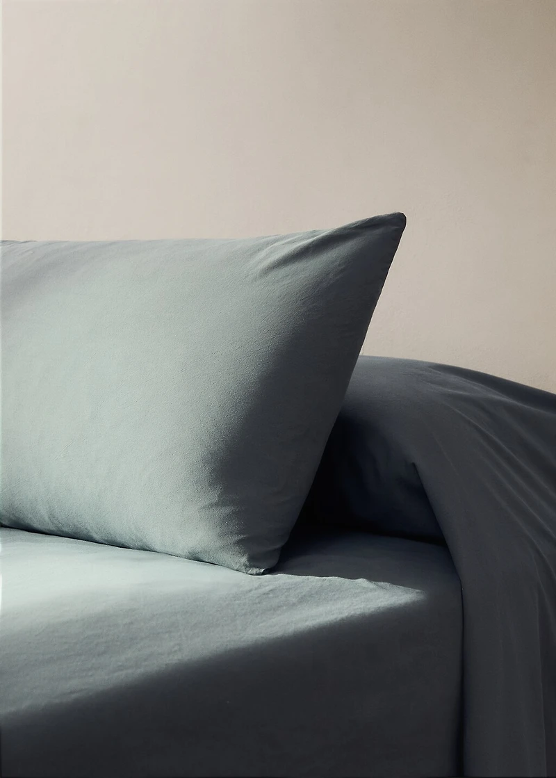 Washed cotton pillowcase with ties 45x110 cm