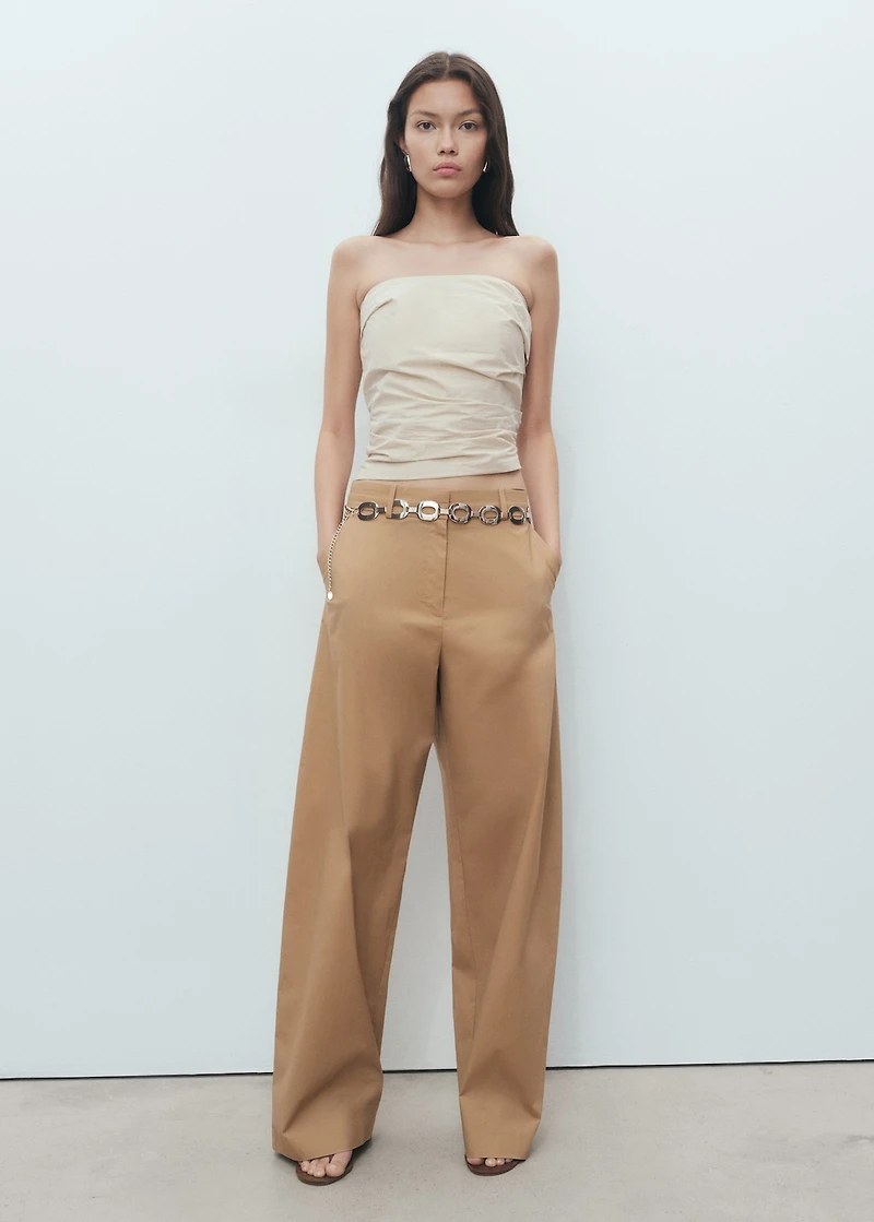 Mid-rise wide-leg pants