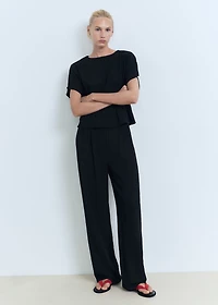 Straight-fit pleated pants