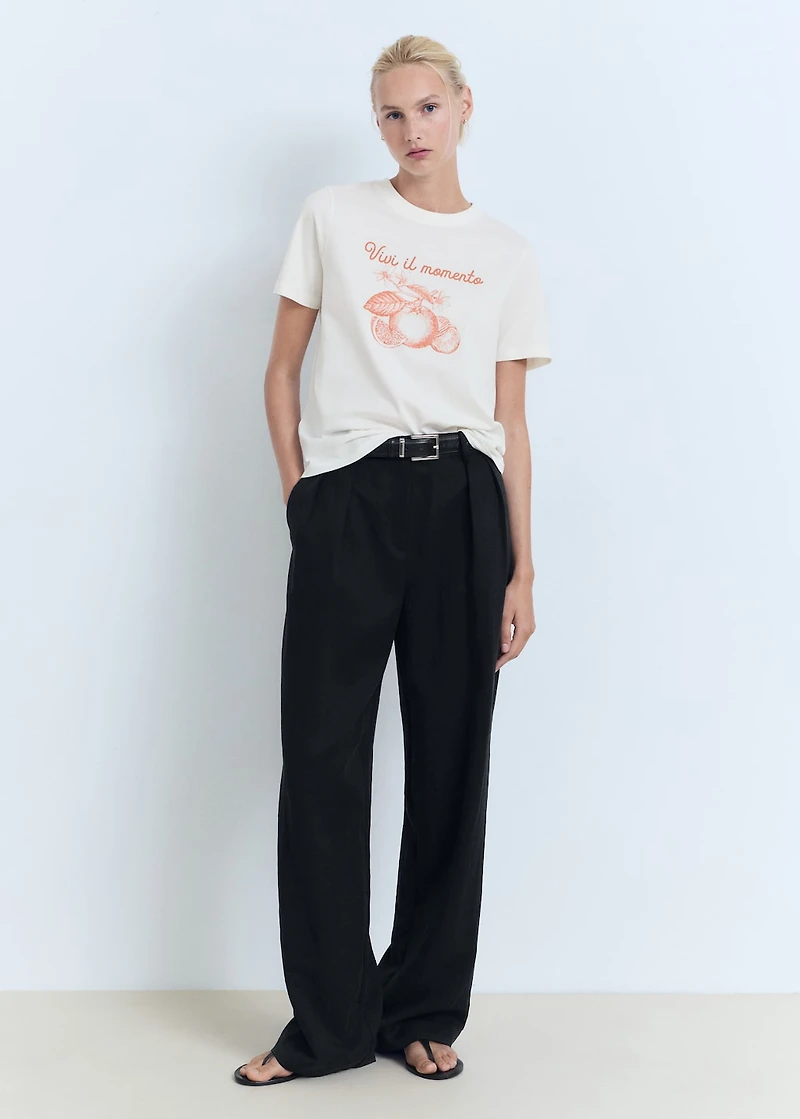 Printed cotton-blend t-shirt