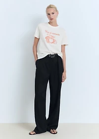 Printed cotton-blend t-shirt