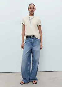 Floral-embroidered cotton t-shirt