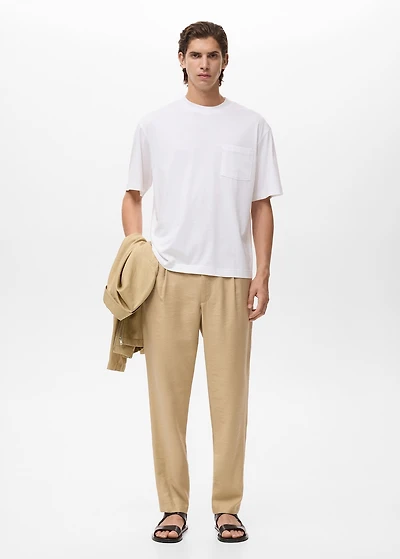 Straight-fit pleated pants