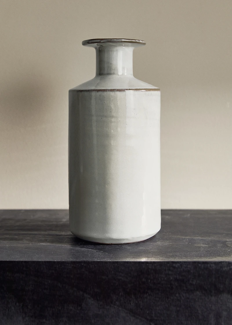 Large stoneware vase with bottle design
