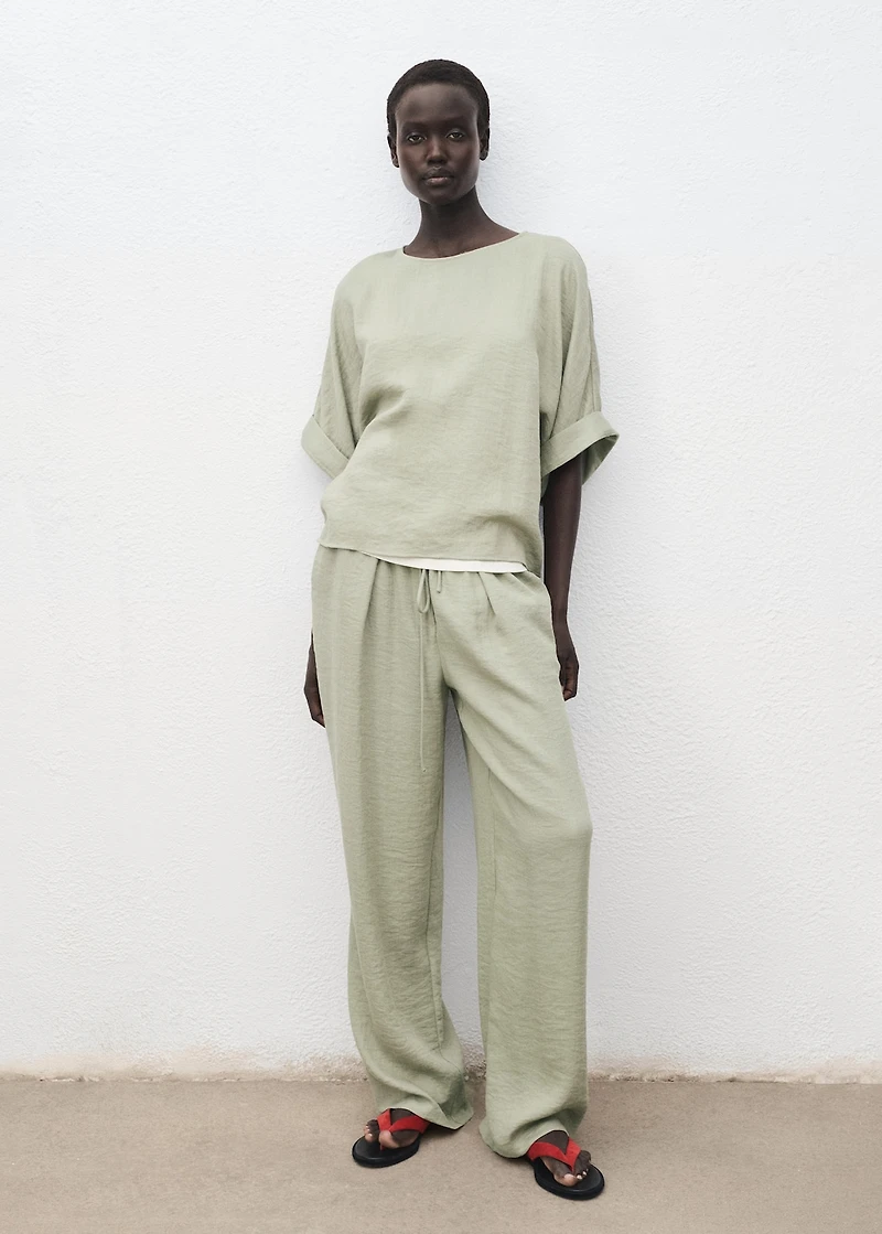 Oversized blouse with turn-up sleeves