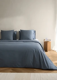 Reversible percale cotton striped duvet cover for cm bed