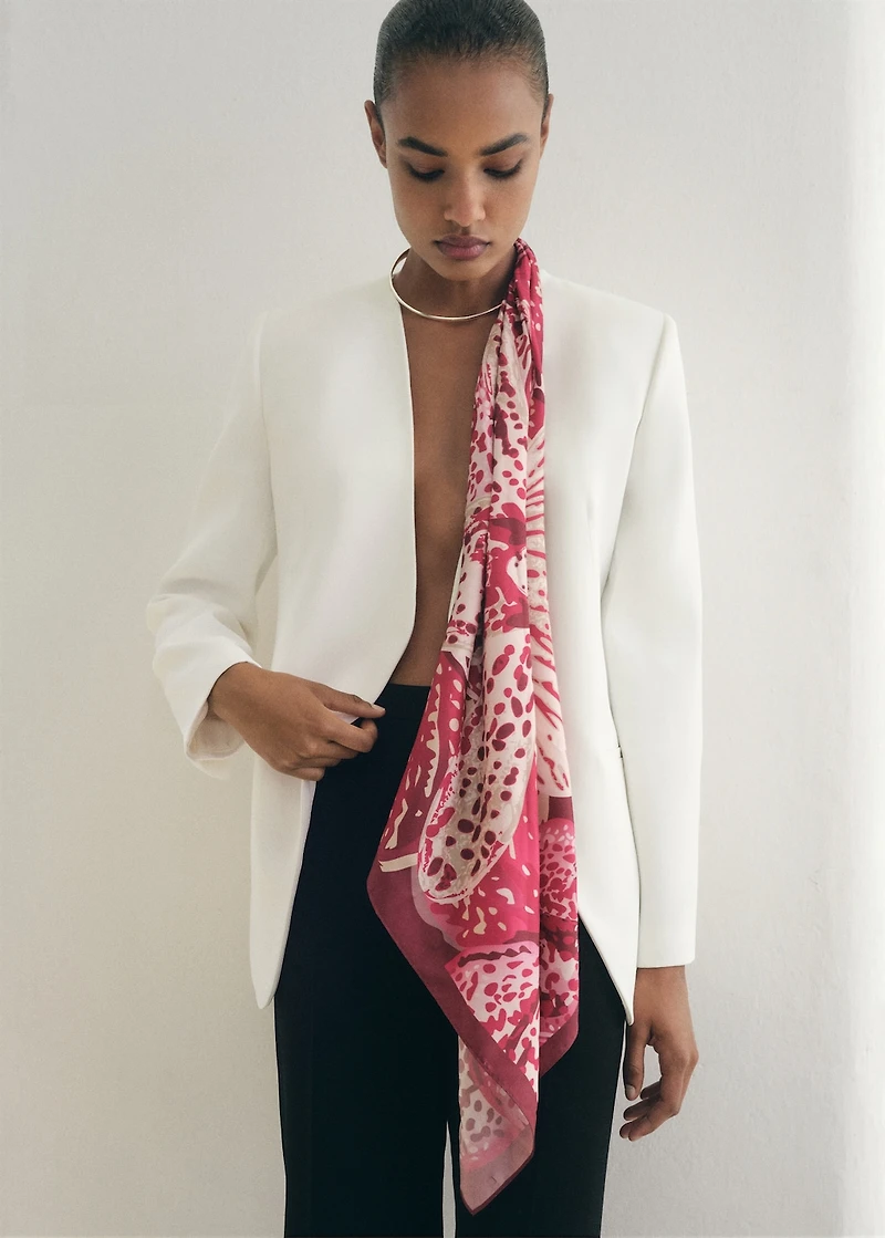 Orchid-print satin scarf