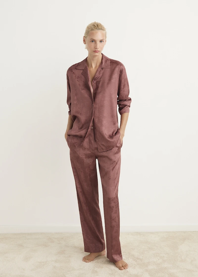 Jacquard satin pajama pants