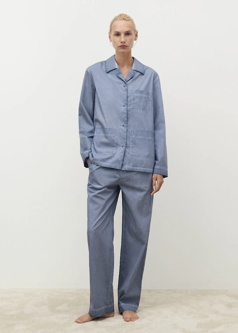 Garment-dyed cotton long pants