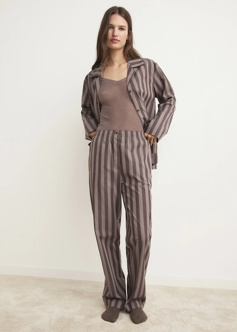 Woven striped pajama pants