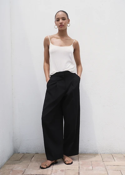 Pleated wide leg trousers