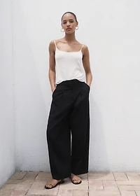 Pleated wide leg trousers