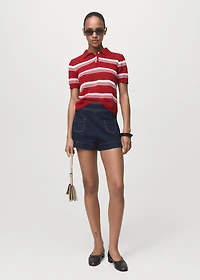 Striped polo-neck sweater