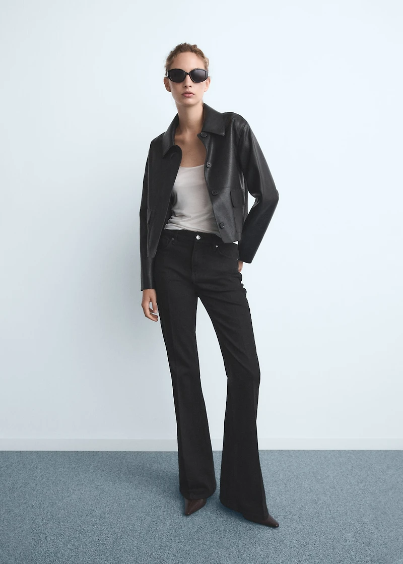 Violet flared high-rise jeans