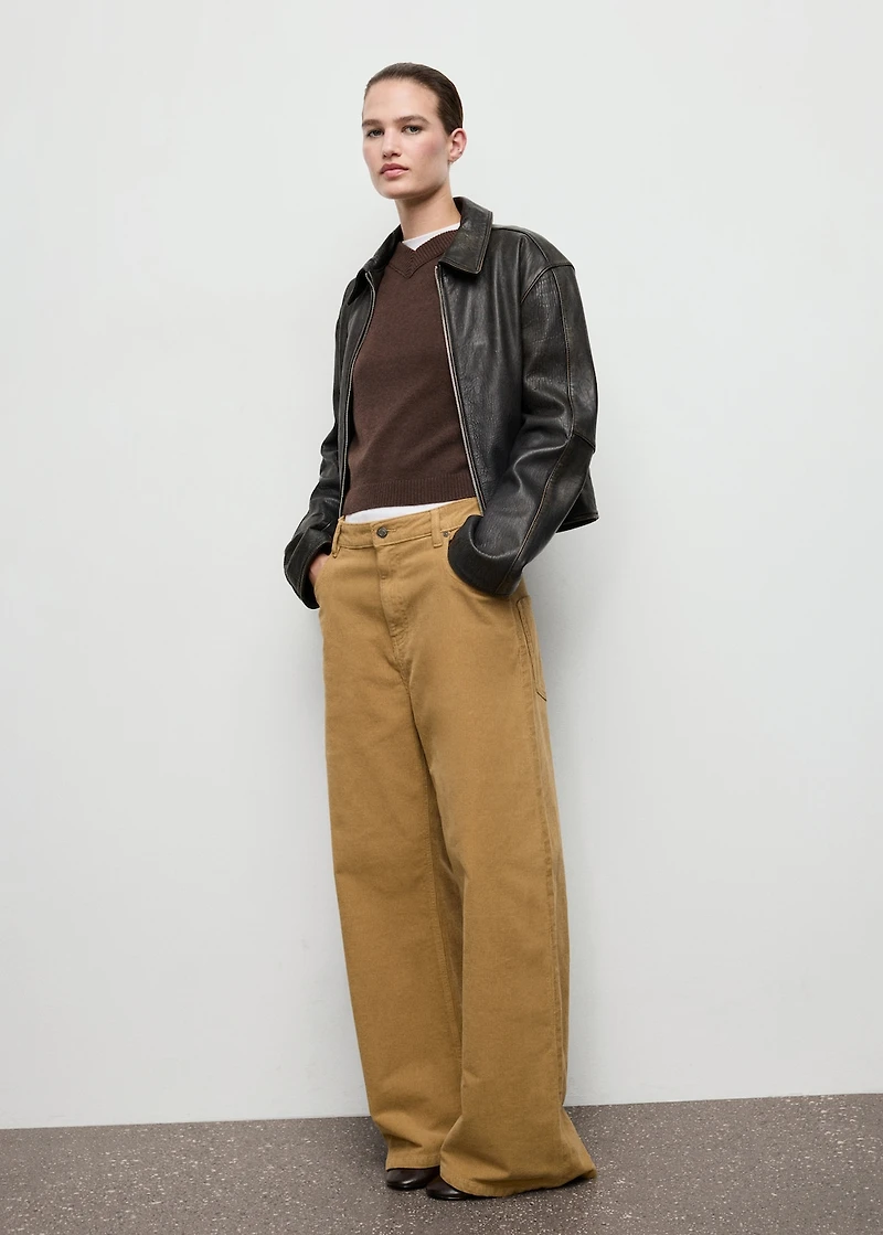 Wide-leg low-rise corduroy jeans