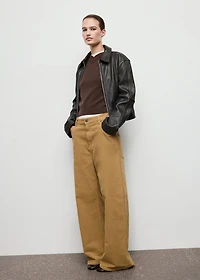 Wide-leg low-rise corduroy jeans