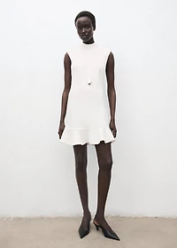 High-neck dress with ruffle