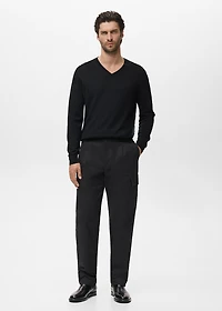 100% merino wool V-neck sweater