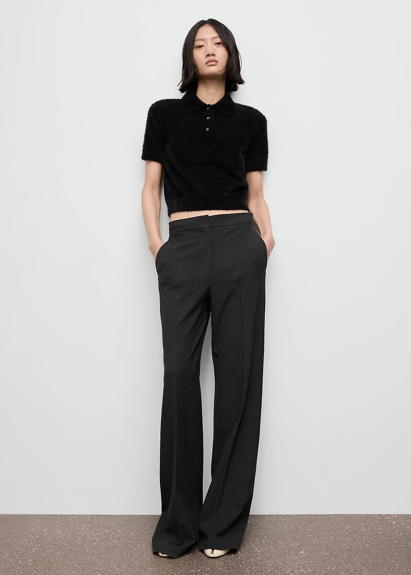 Faux-fur polo-neck sweater