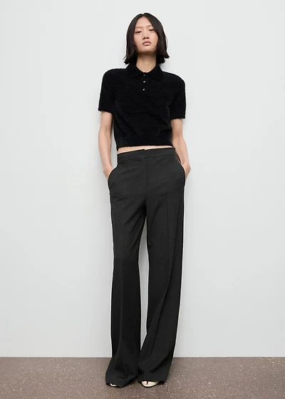 Faux-fur polo-neck sweater