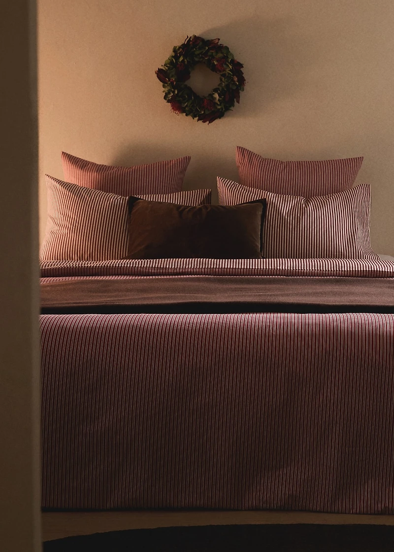 200-thread count percale cotton reversible striped duvet cover for 180/200cm bed