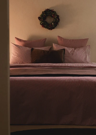 200-thread count percale cotton reversible striped duvet cover for 180/200cm bed