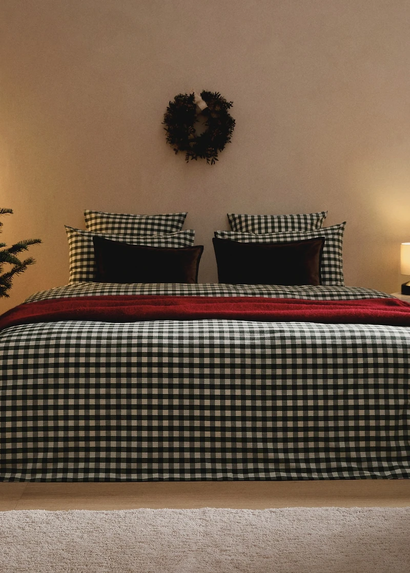 Yarn-dyed cotton gingham check duvet cover for 150/160cm bed