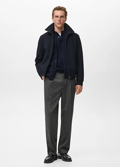 Regular-fit pleated flannel pants