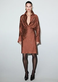 Lyocell shirt with rhinestones