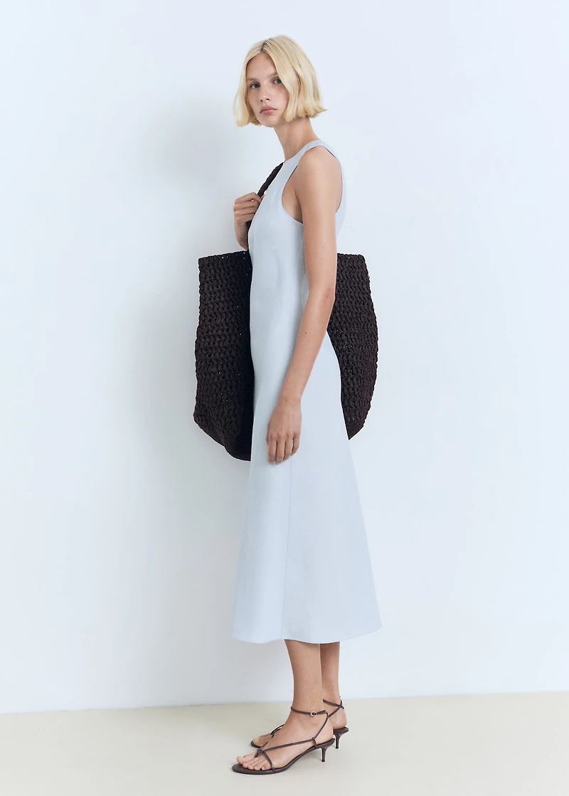 Linen-blend midi dress