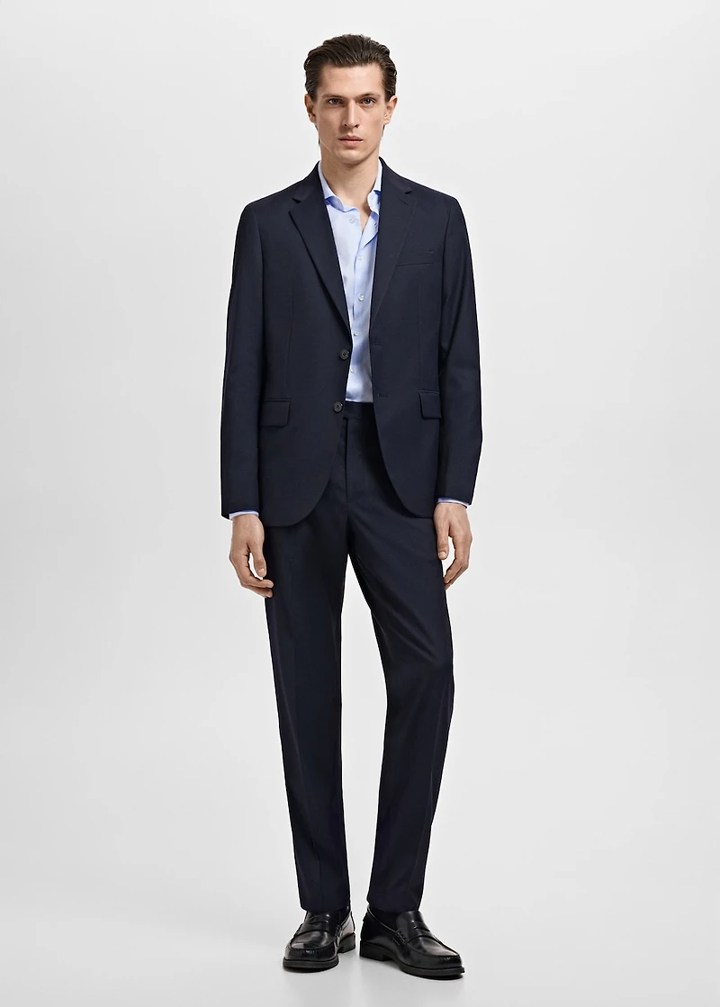 Slim-fit micro-print twill suit shirt