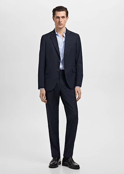 Slim-fit micro-print twill suit shirt