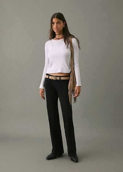 Low-waist flared jeans