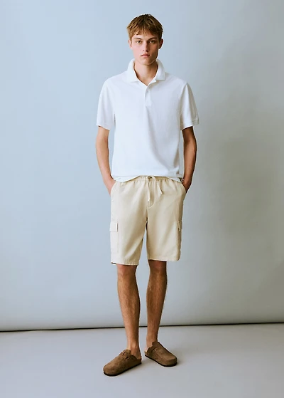 Cargo linen bermuda shorts