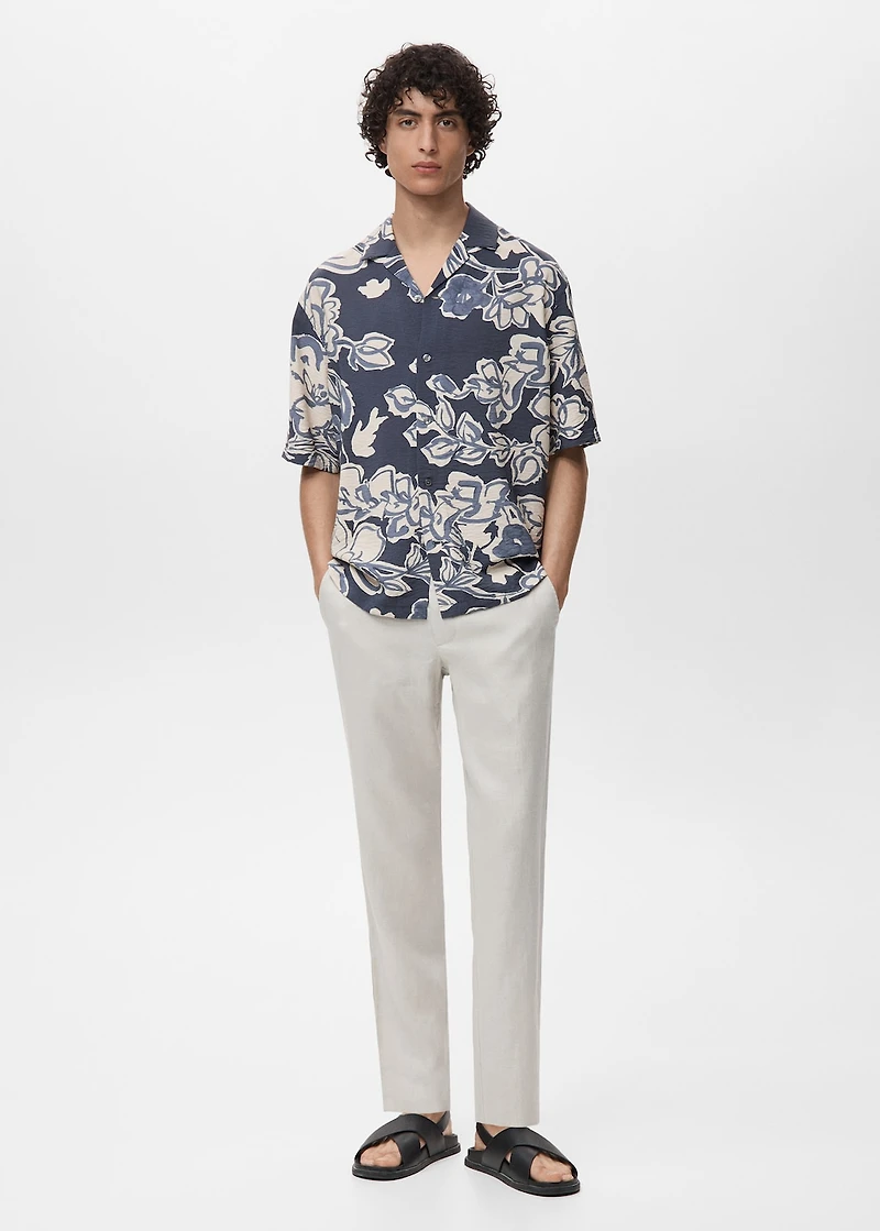 Wrinkled-effect floral shirt