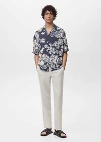 Wrinkled-effect floral shirt