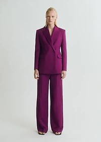 Straight-fit linen-blend suit pants