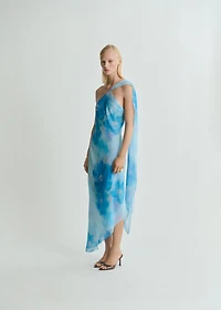 Asymmetrical floral scarf dress
