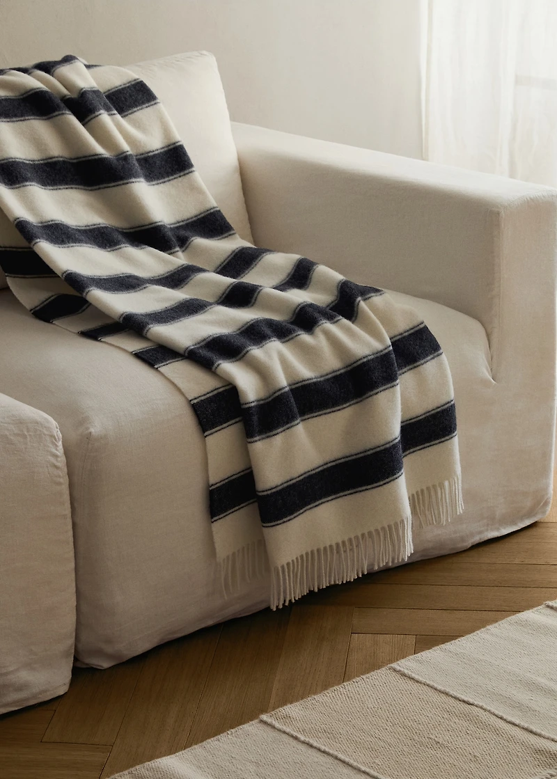 Two-tone striped wool blanket