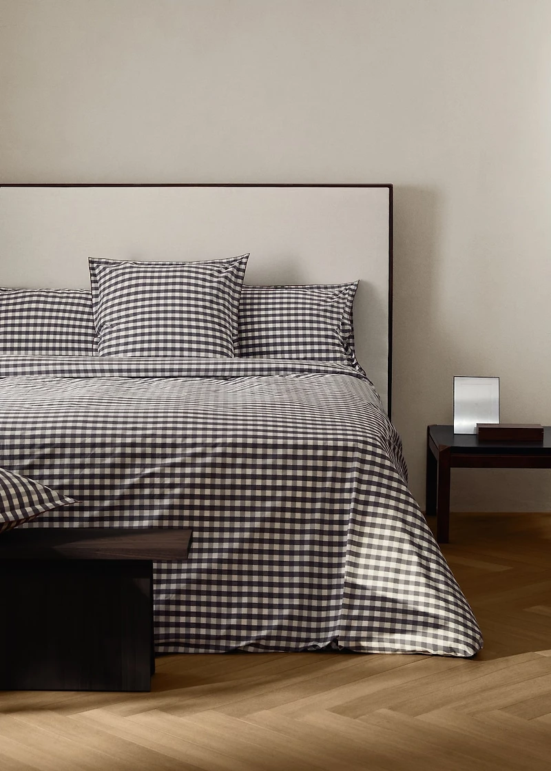 Percale cotton gingham check duvet cover for cm bed